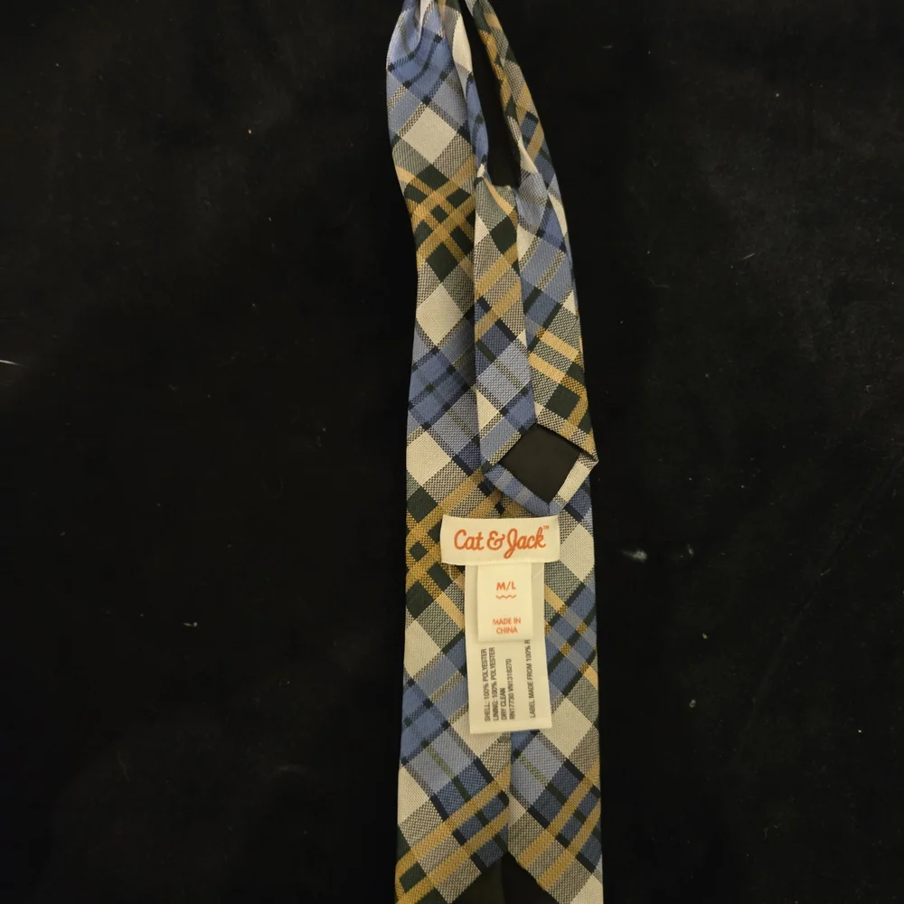 Blue and Yellow Plaid Kids's Tie Size M/L